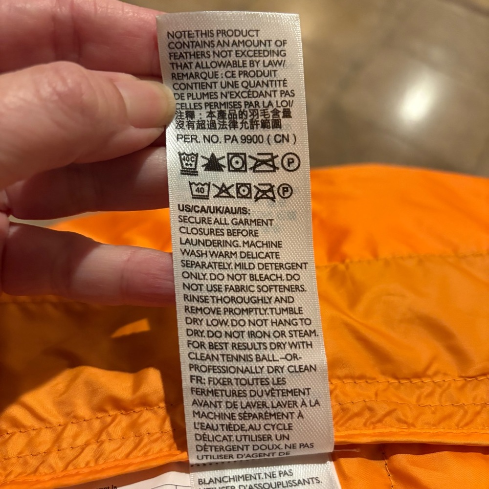 Eddie Bauer Navy Orange CirrusLite Down Puffer Hooded Zip Jacket Size Medium - Picture 8 of 10